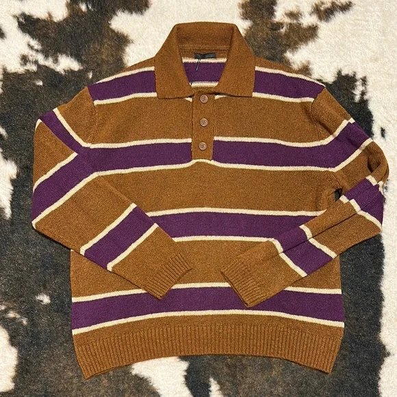 Zara Striped Brown and Purple Sweater - Picture 2 of 2